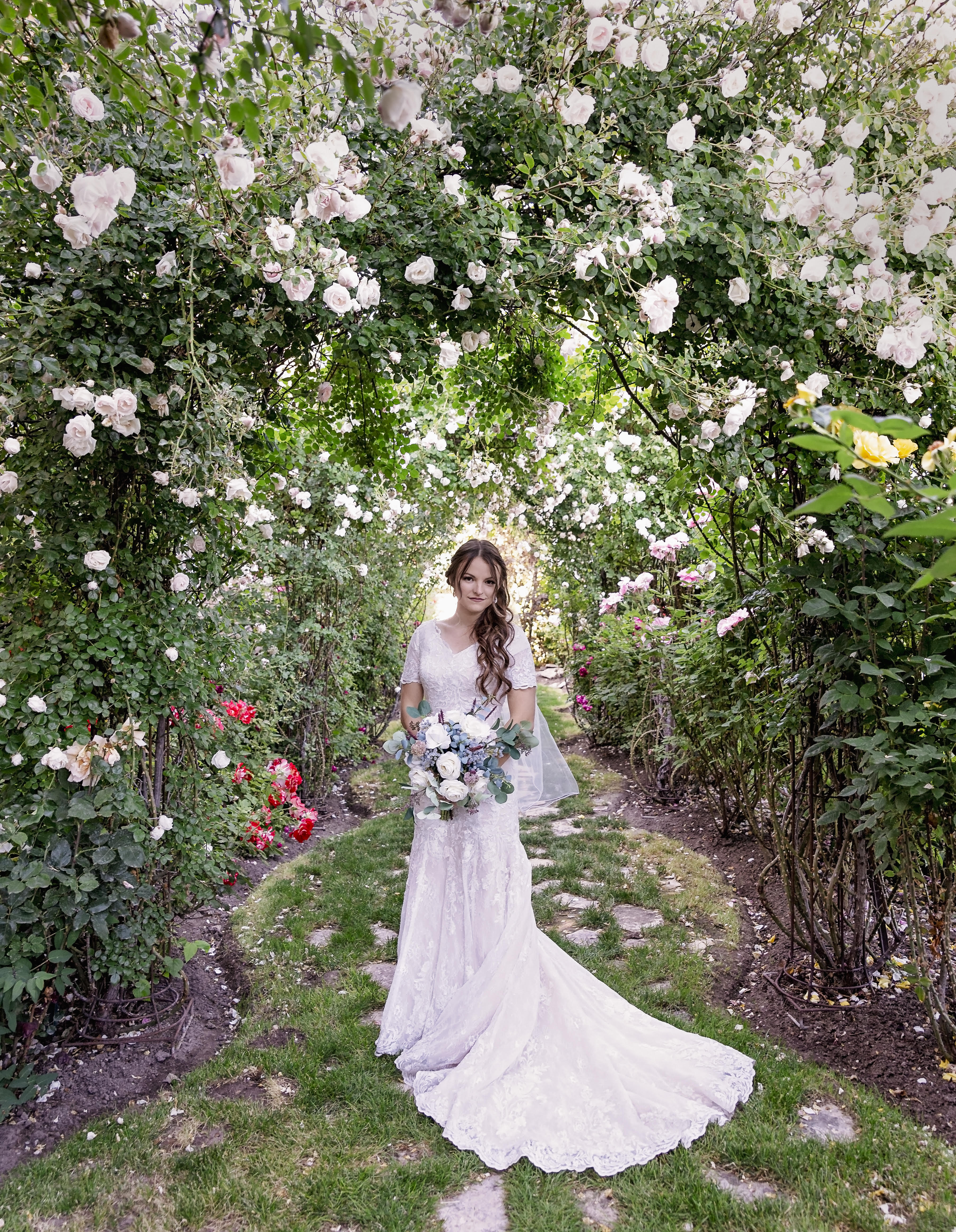 Elegant Bridal Hair and Makeup in a Garden Setting